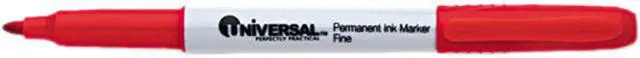 Main image of UNIVERSAL Pen Style Permanent Markers Fine Point Red Dozen 07072