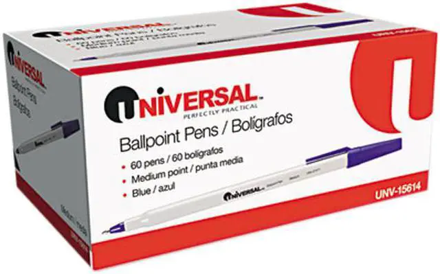 Main image of Universal Economy Ballpoint Stick Oil-Based Pen, Blue Ink, Medium Point, 60 per Pack, PK - UNV15614