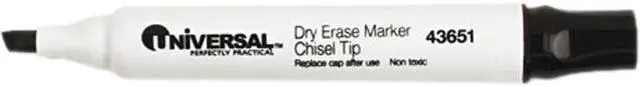 Main image of Universal Dry Erase Whiteboard Markers, Chisel Tip, Black, Dozen, DZ - UNV43651
