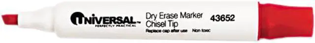 Main image of Universal Dry Erase Whiteboard Markers, Chisel Tip, Red, Dozen, DZ - UNV43652