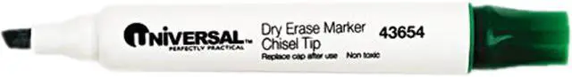 Main image of Universal Dry Erase Whiteboard Markers, Chisel Tip, Green, Dozen, DZ - UNV43654