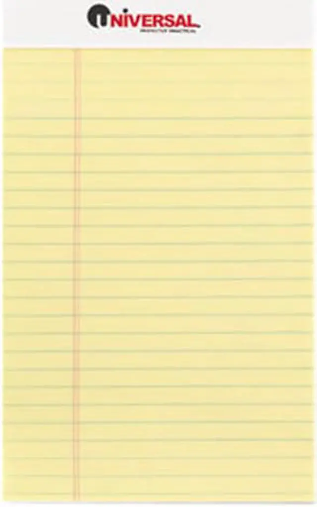 Main image of UNIVERSAL Perforated Edge Writing Pad Narrow Rule 5 x 8 Canary 50 Sheet Dozen 46200