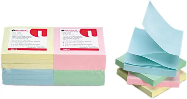 Main image of Fan-Folded Pop-Up Notes, 3 X 3, 4 Pastel Colors, 12 100-Sheet Pads/Pac