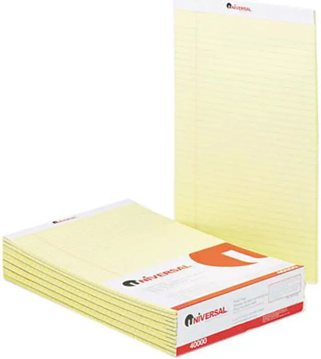 Main image of UNIVERSAL Perforated Edge Writing Pad Legal/Margin Rule Legal Canary 50 Sheet Dozen 40000