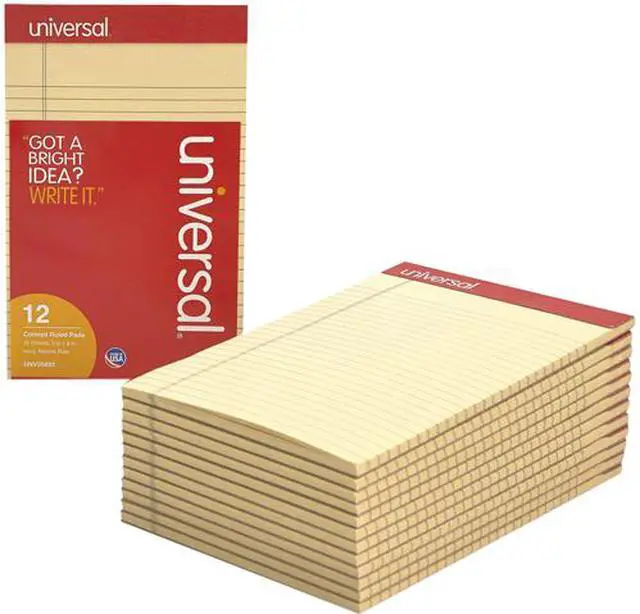 Main image of Universal UNV35852 Colored Perforated Ruled Writing Pad, Narrow Rule, 5 x 8, Ivory, 50 Sheets - 1 Dozen (12 Pads)