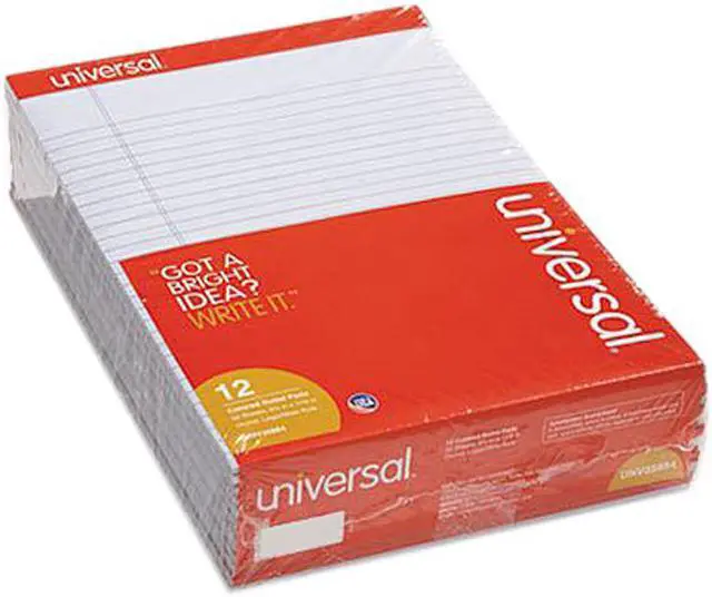 Main image of Universal UNV35884 Colored Perforated Ruled Writing Pad, Legal, 8 1/2 x 11 3/4, Orchid,50 Sheets - 1 Dozen (12 Pads)