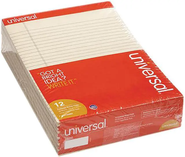 Main image of Universal UNV35882 Colored Perforated Ruled Writing Pad, Legal, 8 1/2 x 11 3/4, Ivory, 50 Sheets - 1 Dozen (12 Pads)
