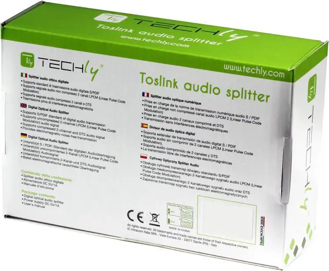 Alt view image 5 of 5 - Techly IDATA TOS- Digital Audio Splitter 2 Toslink Ports