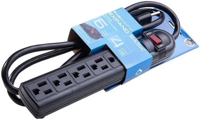 Alt view image 4 of 5 - BlueDiamond BB-05 Black 4.0 Feet 6 Outlets Surge Protector