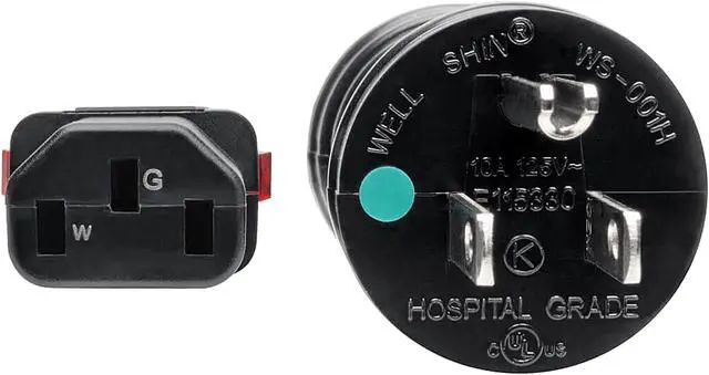Alt view image 3 of 6 - Tripp Lite Power Cord Hospital Medical 5-15P to Locking C13 M/F 10A 25ft (P006-L25-HG15)