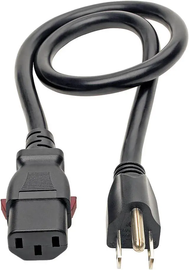 Alt view image 2 of 4 - Tripp Lite Power Extension Cord 5-15P to Locking C13 M/F 14 AWG 15A 2ft (P007-L02)