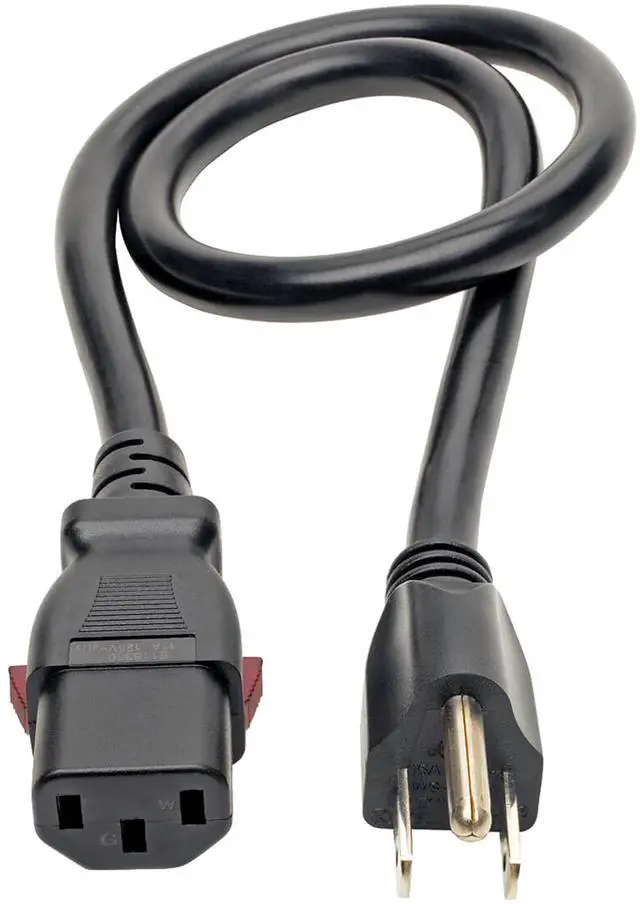 Alt view image 2 of 4 - Tripp Lite Power Extension Cord 5-15P to Locking C13 M/F 14 AWG 15A 3ft (P007-L03)