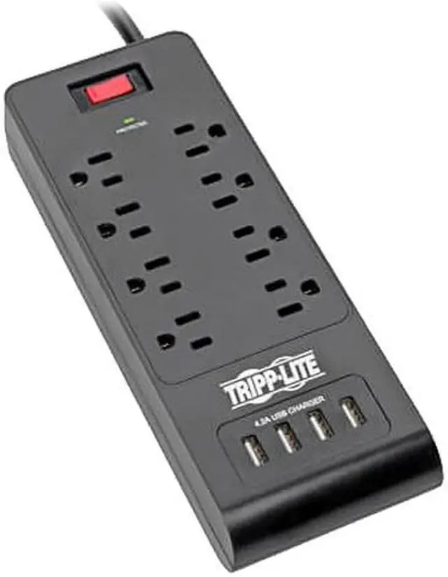 Main image of TRIPP LITE TLP864USBB 6.0 Feet 8 Outlets 1800 Joules Surge Protector - Black