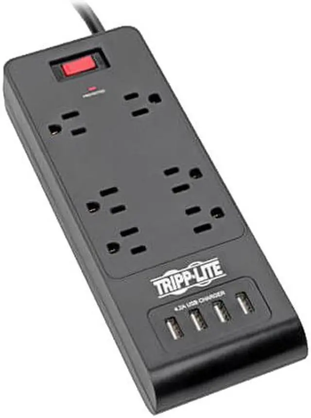 Main image of TRIPP LITE TLP664USBB 6.0 Feet 6 Outlets 1800 Joules Surge Protector - Black