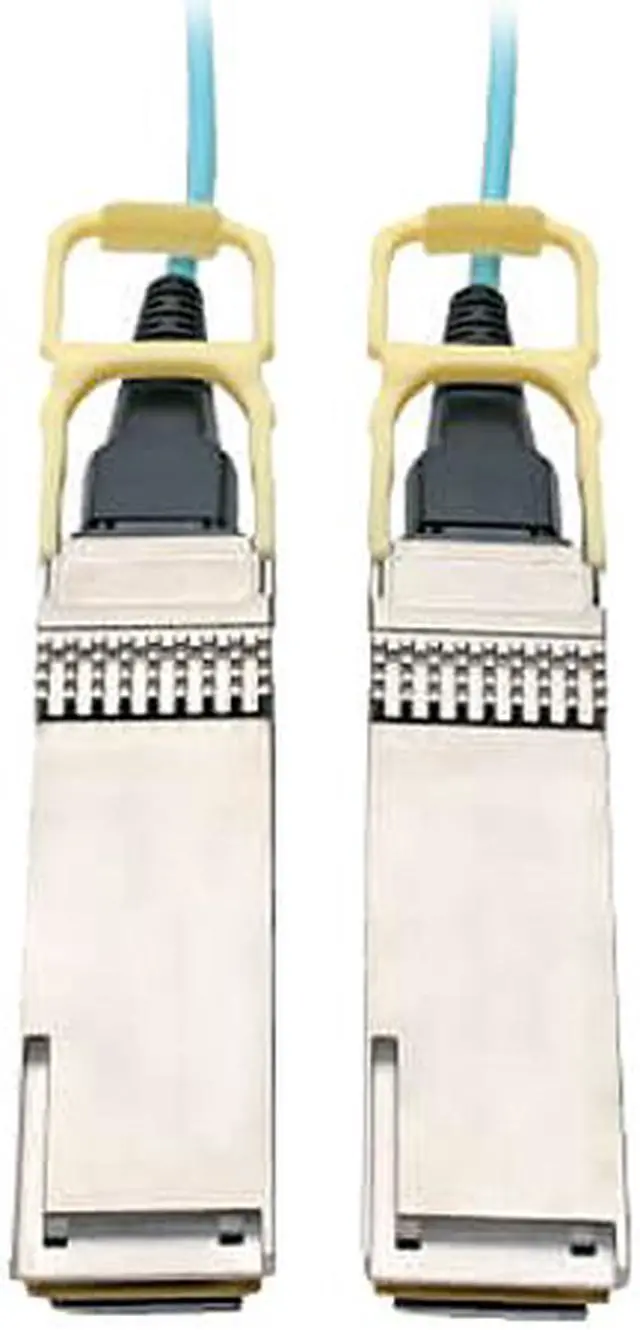 Main image of TRIPP LITE N28H-30M-AQ 98.42 ft. Aqua QSFP28 to QSFP28 Active Optical Cable - 100 GbE, AOC, M/M, Aqua, 30 m (98.4 ft.)