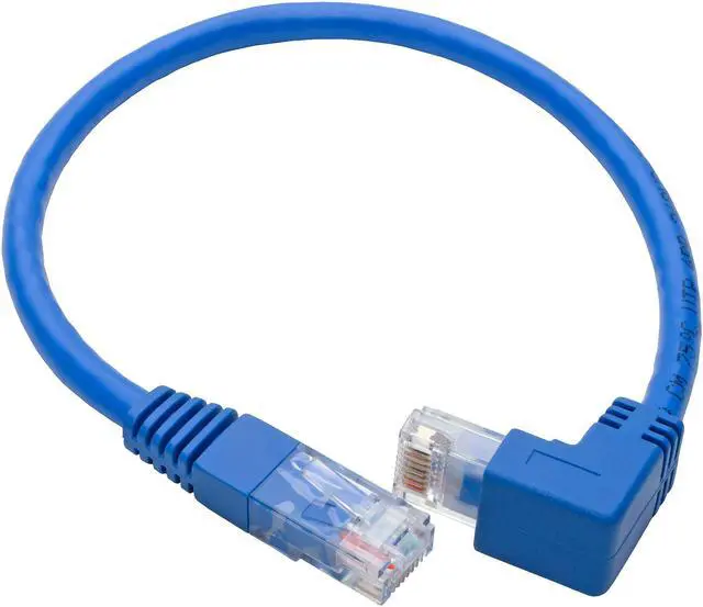 Alt view image 2 of 6 - Tripp Lite Down-Angle Cat6 UTP Patch Cable (RJ45), M/M, Gigabit, Molded, Blue, 1 ft. (N204-001-BL-DN)
