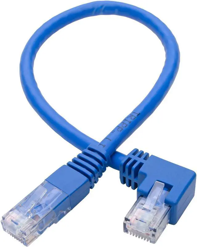 Alt view image 2 of 6 - Tripp Lite Left-Angle Cat6 UTP Patch Cable (RJ45), M/M, Gigabit, Molded, Blue, 1 ft. (N204-001-BL-LA)