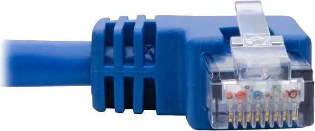 Alt view image 5 of 6 - Tripp Lite Left-Angle Cat6 UTP Patch Cable (RJ45), M/M, Gigabit, Molded, Blue, 1 ft. (N204-001-BL-LA)