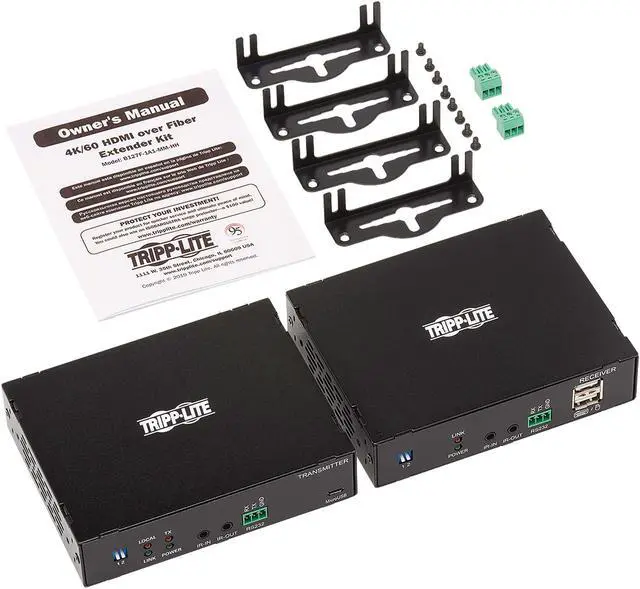 Alt view image 5 of 5 - Tripp Lite B127F-1A1-MM-HH HDMI over Fiber Extender Kit - 4K @ 60 Hz, RS-232, IR, USB, Duplex Multimode LC, 985 ft., TAA