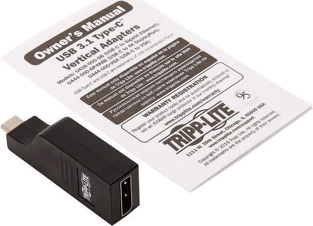 Alt view image 5 of 6 - Tripp Lite U444-000-DP4K6B USB-C to DisplayPort Vertical Adapter (M/F)