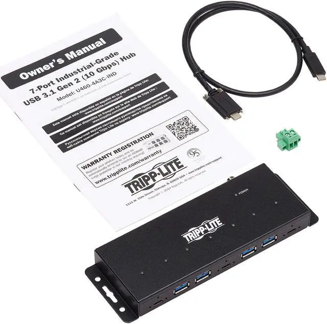 Alt view image 5 of 5 - Tripp Lite U460-4A3C-IND 7-Port Industrial-Grade USB 3.1 Gen 2 Hub