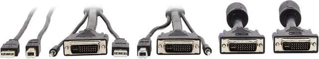 Alt view image 3 of 10 - Tripp Lite P784-006-DVU DVI KVM Cable Kit - DVI, USB, 3.5 mm Audio (3xM/3xM) + USB (M/M) + DVI (M/M), 1080p, 6 ft., Black