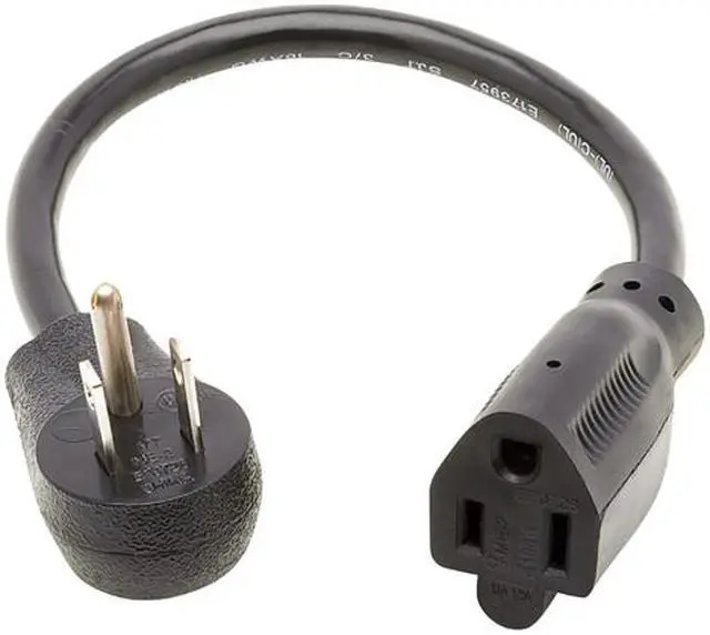 Alt view image 2 of 4 - Tripp Lite P024-001-13A15D 1 ft. Extension Cord, Right-Angle NEMA 5-15P to NEMA 5-15R - 13A, 120V, 16 AWG, Black