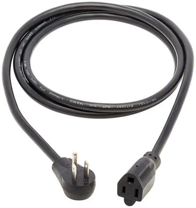 Alt view image 2 of 4 - Tripp Lite P024-006-15D 6 ft. Extension Cord, Right-Angle NEMA 5-15P to NEMA 5-15R - Heavy Duty, 15A, 120V, 14 AWG, Black