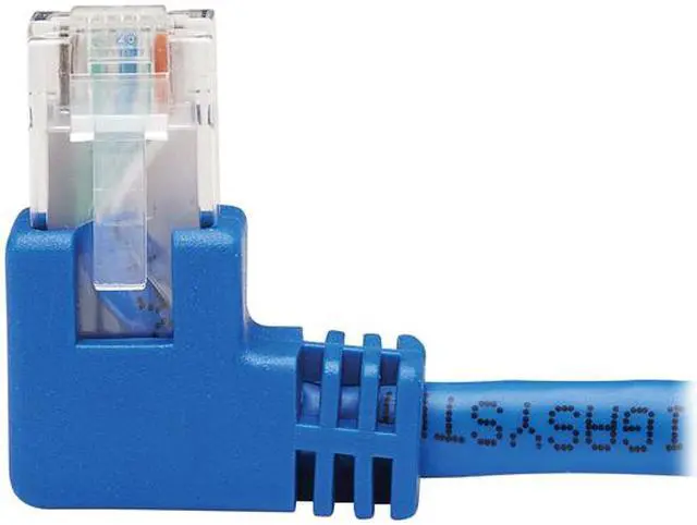 Alt view image 3 of 5 - TRIPP LITE N204-020-BL-LA 20 ft. Cat 6 Blue Left-Angle Cat6 Gigabit Molded UTP Ethernet Cable (RJ45 Left-Angle M to RJ45 M)