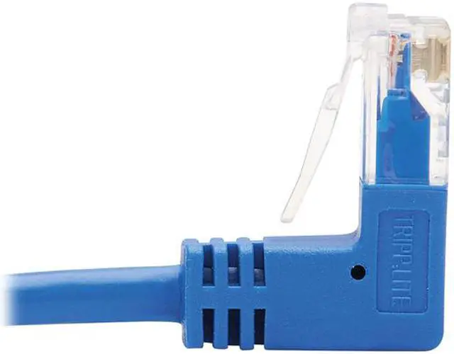 Alt view image 3 of 5 - TRIPP LITE N204-S03-BL-DN 3 ft. Cat 6 Blue Down-Angle Cat6 Gigabit Molded Slim UTP Ethernet Cable (RJ45 Right-Angle Down M to RJ45 M)