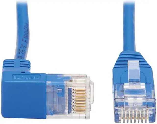 Alt view image 5 of 5 - TRIPP LITE N204-S03-BL-DN 3 ft. Cat 6 Blue Down-Angle Cat6 Gigabit Molded Slim UTP Ethernet Cable (RJ45 Right-Angle Down M to RJ45 M)