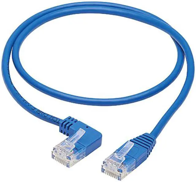 Main image of TRIPP LITE N204-S03-BL-LA 3 ft. Cat 6 Blue Left-Angle Cat6 Gigabit Molded Slim UTP Ethernet Cable (RJ45 Left-Angle M to RJ45 M)