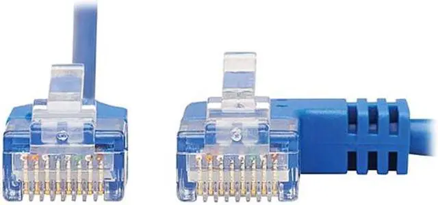 Alt view image 2 of 5 - TRIPP LITE N204-S03-BL-RA 3 ft. Cat 6 Blue Right-Angle Cat6 Gigabit Molded Slim UTP Ethernet Cable (RJ45 Right-Angle M to RJ45 M)