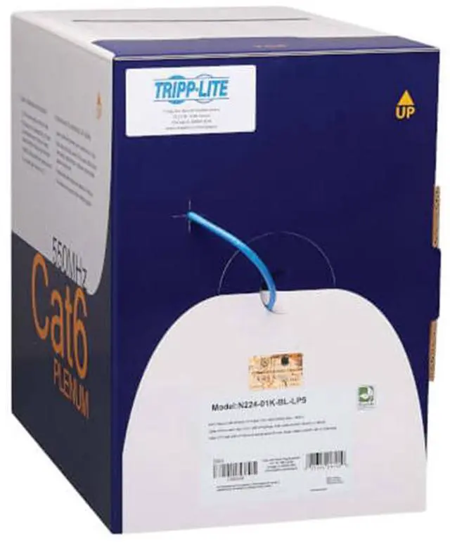 Main image of TRIPP LITE N224-01K-BL-LP5 1000 ft. Cat 6 Blue Ethernet Cable, CMP-LP 0.5A Plenum, 100W High-Power PoE & PoE++, Solid 23 AWG