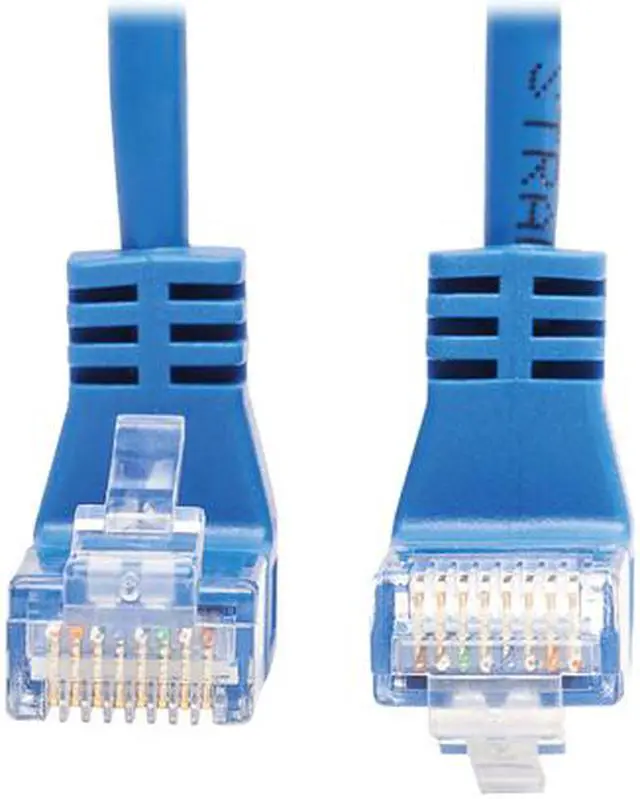 Alt view image 2 of 5 - TRIPP LITE N204-S03-BL-UD 3 ft. Cat 6 Blue Up/Down-Angle Cat6 Gigabit Molded Slim UTP Ethernet Cable (RJ45 Up-Angle M to RJ45 Down-Angle M)
