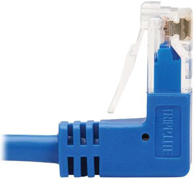 Alt view image 3 of 5 - TRIPP LITE N204-S03-BL-UD 3 ft. Cat 6 Blue Up/Down-Angle Cat6 Gigabit Molded Slim UTP Ethernet Cable (RJ45 Up-Angle M to RJ45 Down-Angle M)