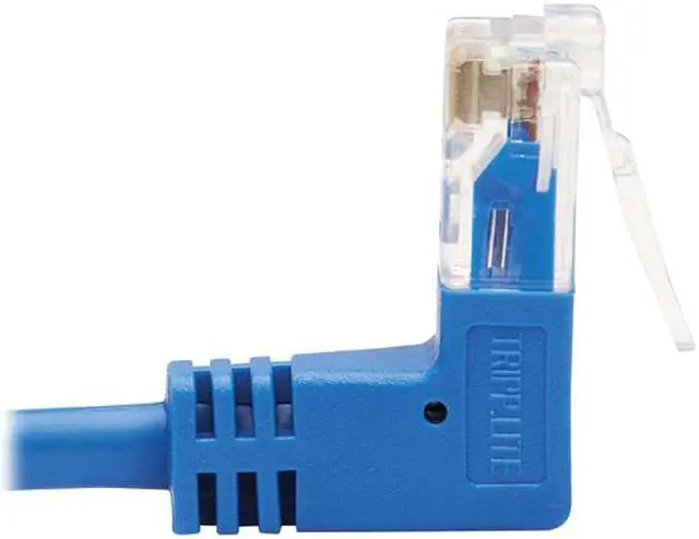 Alt view image 4 of 5 - TRIPP LITE N204-S03-BL-UD 3 ft. Cat 6 Blue Up/Down-Angle Cat6 Gigabit Molded Slim UTP Ethernet Cable (RJ45 Up-Angle M to RJ45 Down-Angle M)