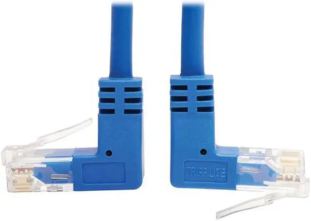 Alt view image 5 of 5 - TRIPP LITE N204-S03-BL-UD 3 ft. Cat 6 Blue Up/Down-Angle Cat6 Gigabit Molded Slim UTP Ethernet Cable (RJ45 Up-Angle M to RJ45 Down-Angle M)