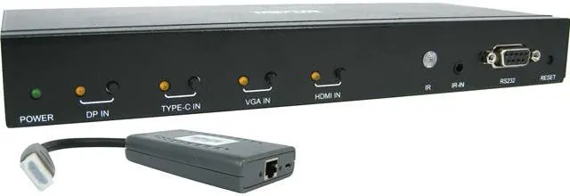 Main image of Tripp Lite B320-4X1-MHB-K 4-Port over Cat6 Presentation Switch/Extender Kit - 4K 60 Hz HDMI, DP & USB-C, VGA, UHD, 4:4:4, HDR, PoC, 50 ft. TAA