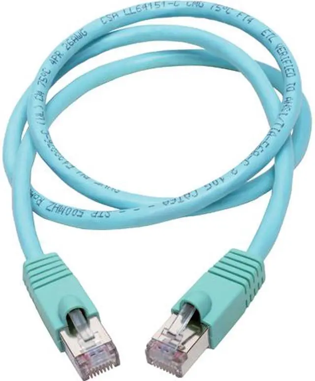 Main image of TRIPP LITE N262-002-AQ Cat6a 10G-Certified Snagless Shielded STP Ethernet Cable (RJ45 M/M), PoE, Aqua, 2 ft.