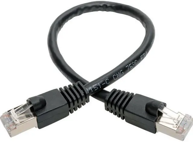 Main image of TRIPP LITE N262-06N-BK Cat6a 10G-Certified Snagless Shielded STP Ethernet Cable (RJ45 M/M), PoE, Black, 6 in.