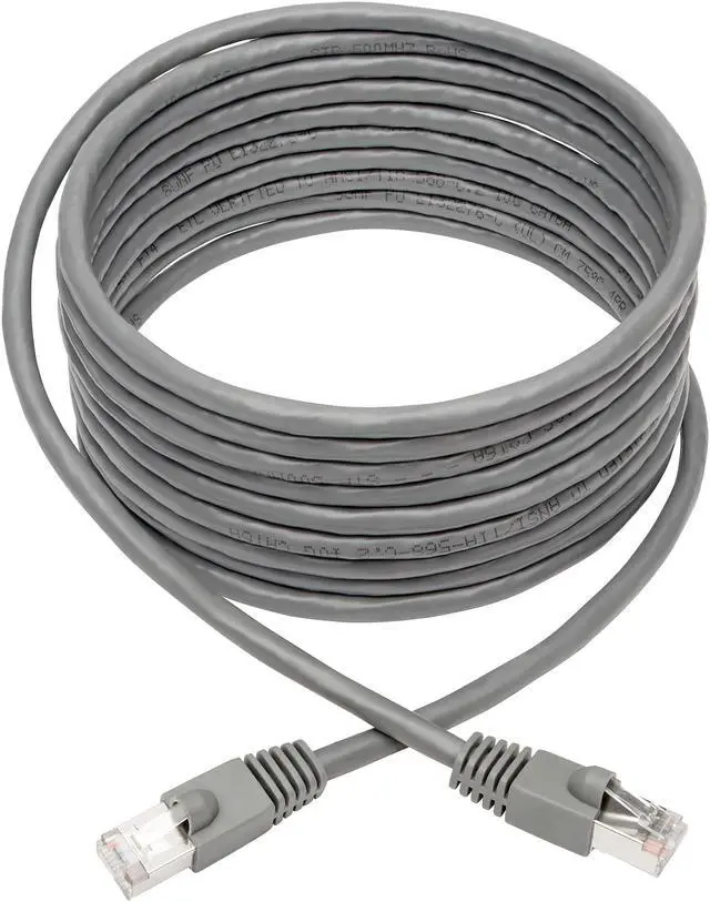 Main image of TRIPP LITE N262-025-GY 25 ft. Cat 6 Gray Cat6a 10G-Certified Snagless Shielded STP Ethernet Cable (RJ45 M/M), PoE, Gray, 25 ft.