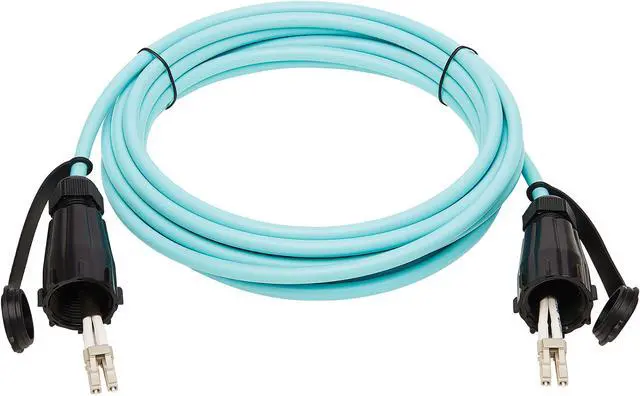 Main image of Tripp Lite N820-05M-IND 16.4 ft. 10Gb Rigid Industrial Duplex Multimode 50/125 OM3 Fiber Patch Cable (LC/LC) - IP68, Aqua, 16.4 ft. Male to Male