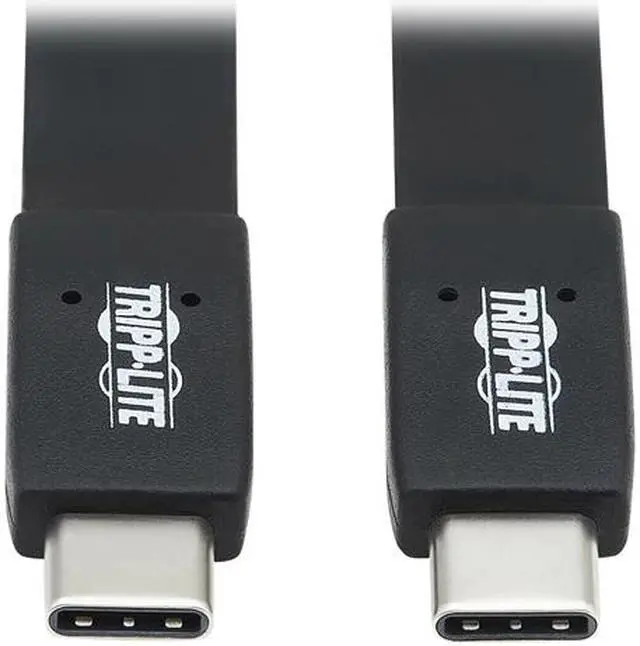 Main image of Tripp Lite U420-16N-G25AFL 16 in. Black USB-C Flat Cable (M/M) - USB 3.1 Gen 2 (10 Gbps), 5A Rating, Thunderbolt 3 Compatible, Black, 16 in.