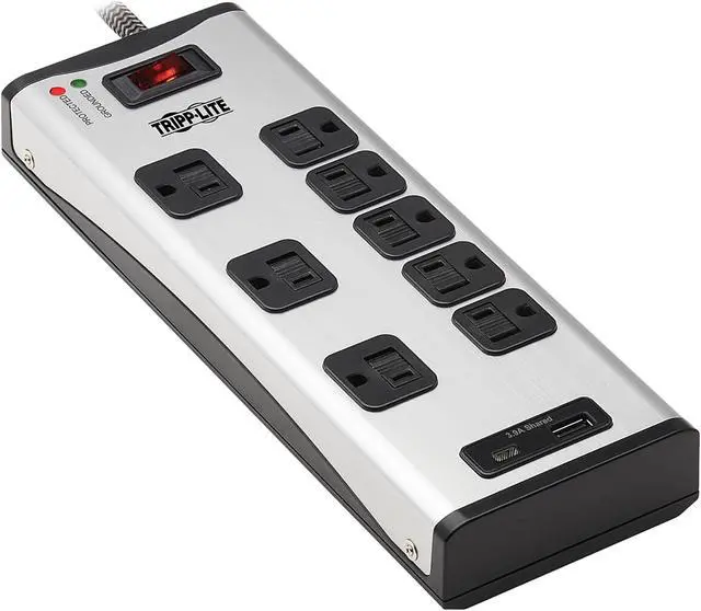 Main image of TRIPP LITE TLM88USBC 8 ft. 8 Outlets 2100 Joules Surge Protector with 1 USB-A and 1 USB-C (3.9A Shared) - Metal Housing