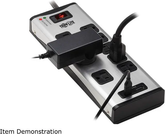 Alt view image 2 of 8 - TRIPP LITE TLM88USBC 8 ft. 8 Outlets 2100 Joules Surge Protector with 1 USB-A and 1 USB-C (3.9A Shared) - Metal Housing