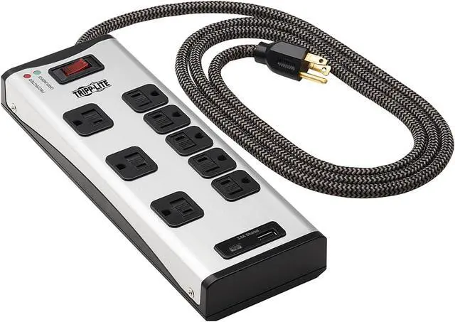 Alt view image 3 of 8 - TRIPP LITE TLM88USBC 8 ft. 8 Outlets 2100 Joules Surge Protector with 1 USB-A and 1 USB-C (3.9A Shared) - Metal Housing