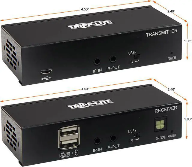 Alt view image 2 of 7 - USB-C to HDMI over Cat6 Extender Kit, KVM Support, 4K 60Hz, 4:4:4, USB, PoC, HDCP 2.2, up to 230 ft., TAA