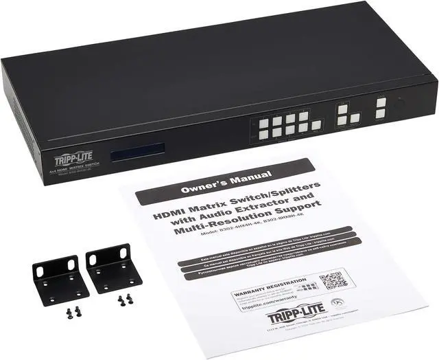 Alt view image 6 of 6 - Tripp Lite B302-4HX4H-4K 4 x 4 HDMI Matrix Switch/Splitter with Audio Extractor, Remote Access and Multi-Resolution Support, 4K 60 Hz, HDR