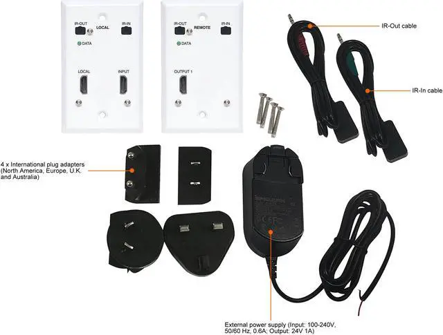 Alt view image 4 of 4 - Tripp Lite B127A-1A1-FHFH HDMI over Cat6 Extender Kit, Wallplate, 4K 60Hz, 4:4:4, IR, PoC, HDR, HDCP 2.2, 230 ft., TAA